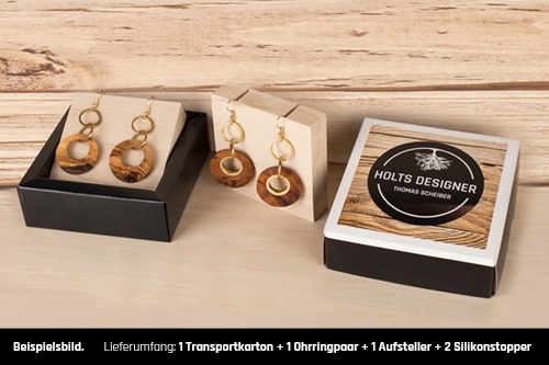HOLTS-DESIGNER Olivenholz Holz Ohrring gold